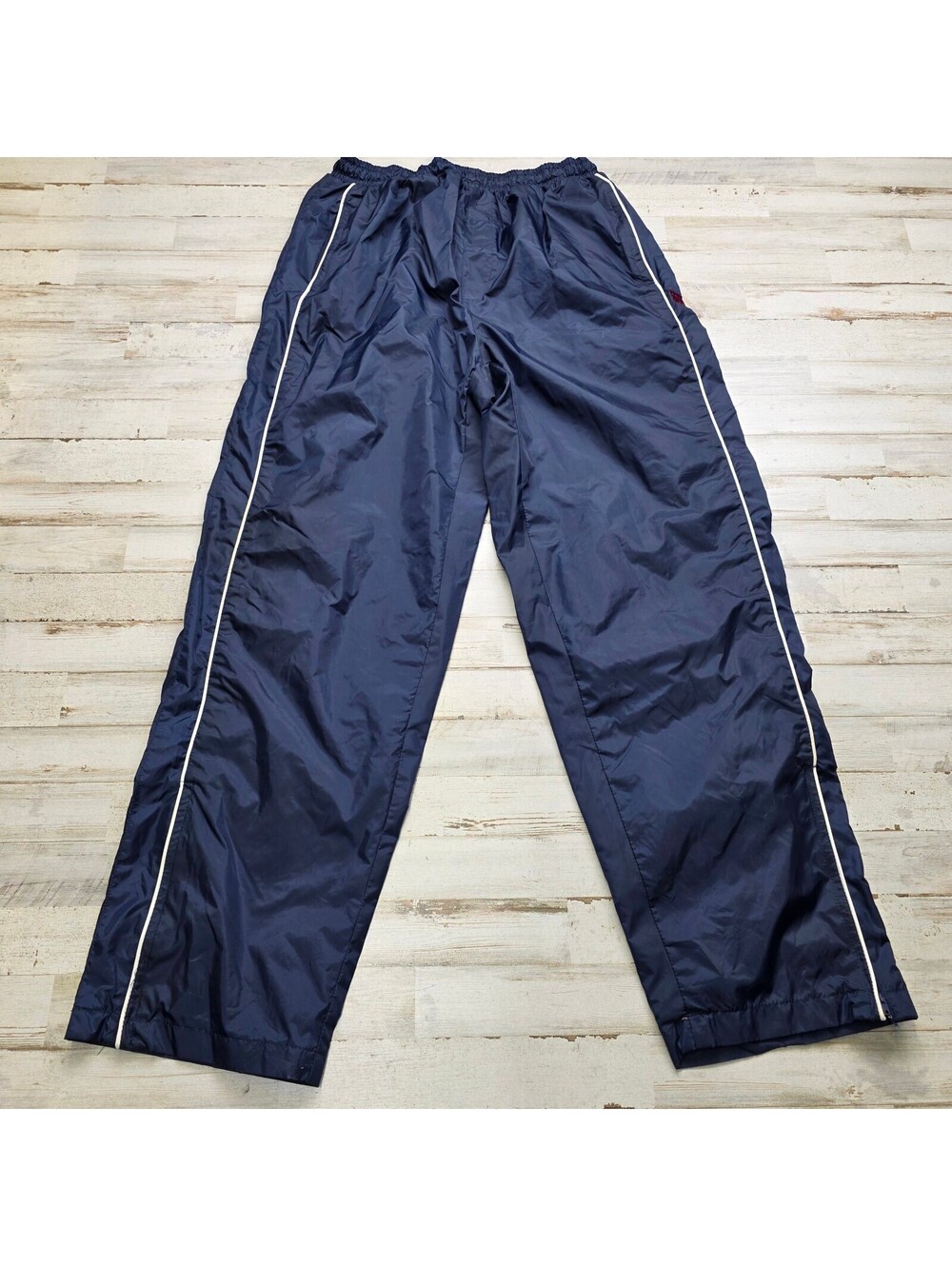Wilson Men's Navy Blue Nylon Track Pants with White Piping, Size Large